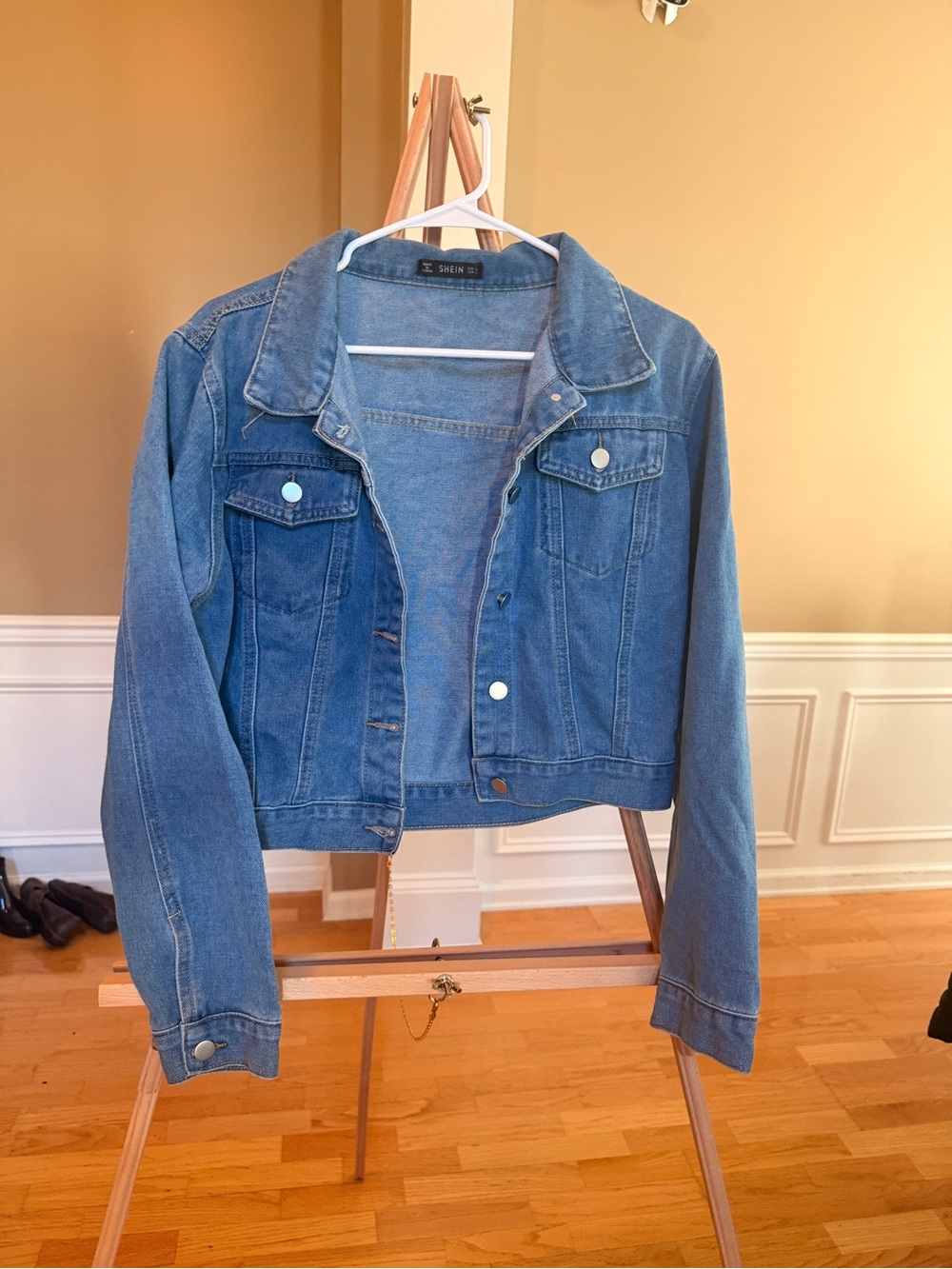 SHEIN Light Blue Cropped Denim Jacket